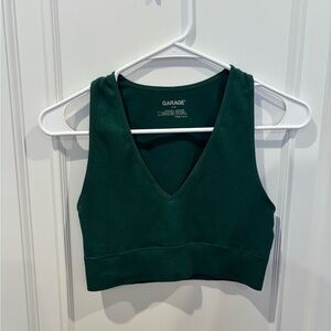 Garage Deep Green V-Neck Crop Top